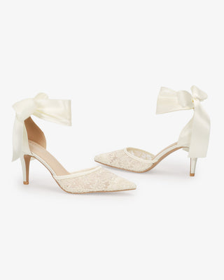 Lace Heels with Ankle Tie For Brides