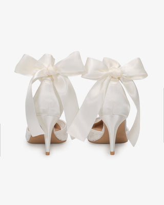 Lace Heels with Ankle Tie for Brides