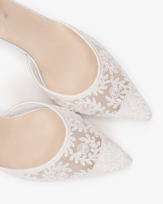 Lace Heels with Ankle Tie for Brides