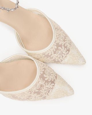 Wedding Lace Heels with Amaryllis Crystal Strap