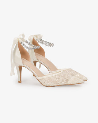 Wedding Lace Heels with Amaryllis Crystal Strap