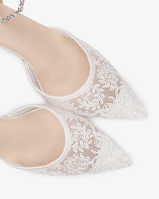 Wedding Lace Heels with Amaryllis Crystal Strap