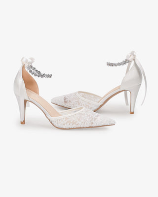 Wedding Lace Heels with Amaryllis Crystal Strap