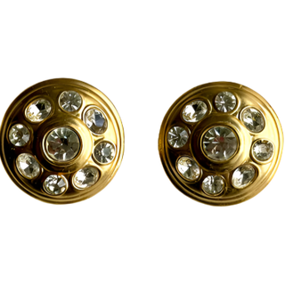Fabulous 90s Golden Crystal Circle Earrings