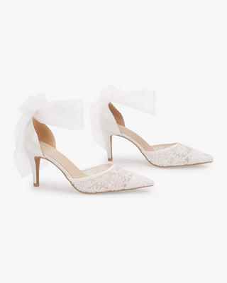 Lace Heels with Ankle Tie for Brides