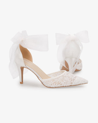 Lace Heels with Ankle Tie for Brides