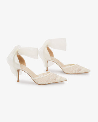 Lace Heels with Ankle Tie For Brides