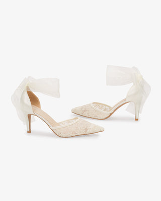 Lace Heels with Ankle Tie For Brides