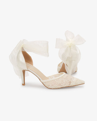 Lace Heels with Ankle Tie For Brides