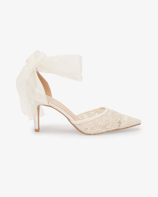 Lace Heels with Ankle Tie For Brides