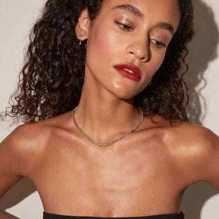 Lab Grown White Sapphire Bezel Tennis Necklace
