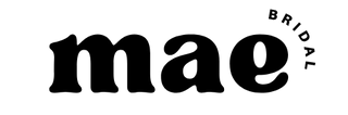 Black 'mae' logo with 'BRIDAL' text on a white background