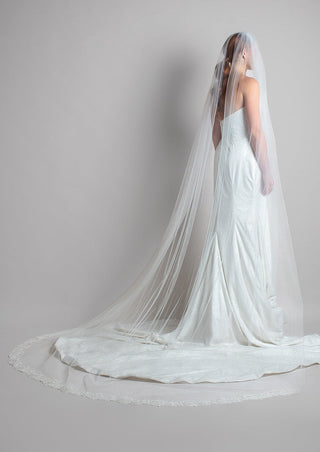 Magnolia Pearl and Floral Lace Cathedral Veil