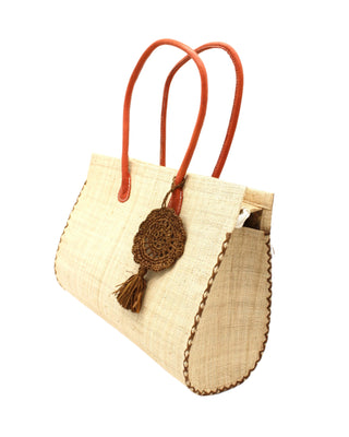 Monte Carlo Big Raffia Straw Beach Bag with Dreamcatcher Tassel Charm Embellishment - 3 Sizes