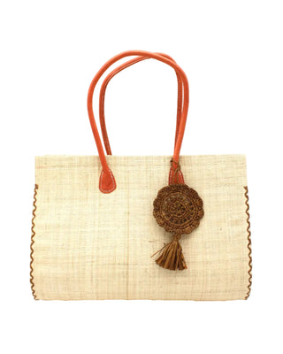 Monte Carlo Big Raffia Straw Beach Bag with Dreamcatcher Tassel Charm Embellishment - 3 Sizes