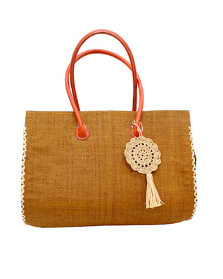 Monte Carlo Big Raffia Straw Beach Bag with Dreamcatcher Tassel Charm Embellishment - 3 Sizes