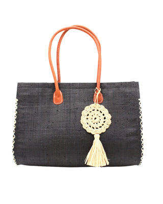Monte Carlo Big Raffia Straw Beach Bag with Dreamcatcher Tassel Charm Embellishment - 3 Sizes
