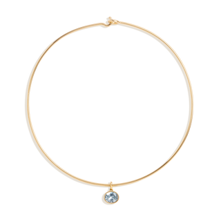 Lab Grown Aquamarine Oval Pendant Collar Necklace