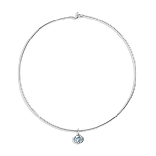 Lab Grown Aquamarine Oval Pendant Collar Necklace
