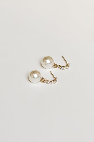 Pearl Pave Huggie Drop Earrings