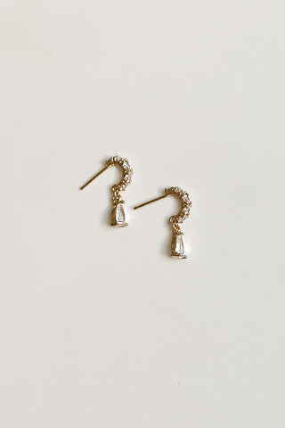 Rhinestone Pave Huggie Drop Earrings