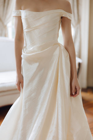 Rouvell Adeline Gown in ivory brocade at Mae Bridal, wedding dress ball gown, wedding dress with train