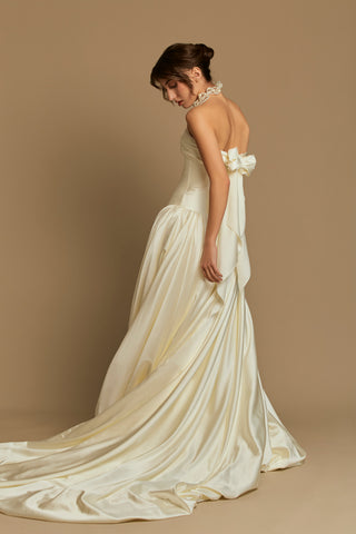 Rouvell Barbara Gown in ivory satin at Mae Bridal, wedding dress ball gown, wedding dress a-line skirt
