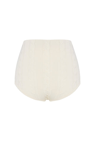 Blanc Italian Cashmere-Blend Cable-Knit Shorts Cream