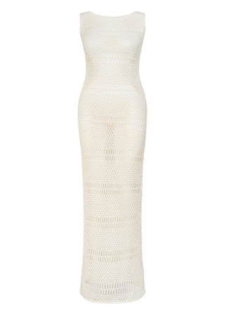 Tramura Sleeveless Open-Back Knit Maxi Dress Cream