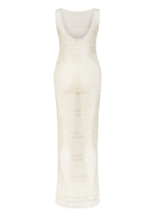 Tramura Sleeveless Open-Back Knit Maxi Dress Cream
