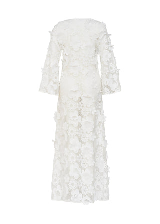 Lucia Maxi Dress White Crochet Filora