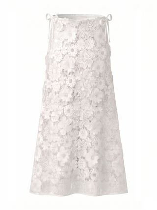 Maxi A-Line Skirt White Crochet Filora