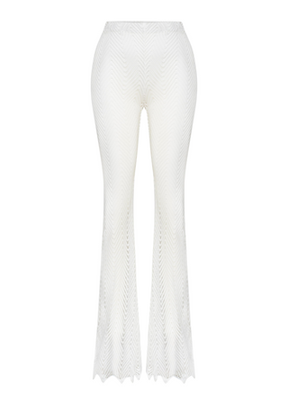 Lunessa Knit Flared Pants White Bezzia