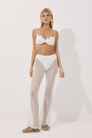 Lunessa Knit Flared Pants White Bezzia