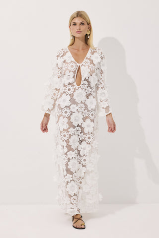 Lucia Maxi Dress White Crochet Filora