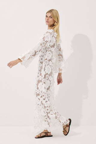 Lucia Maxi Dress White Crochet Filora