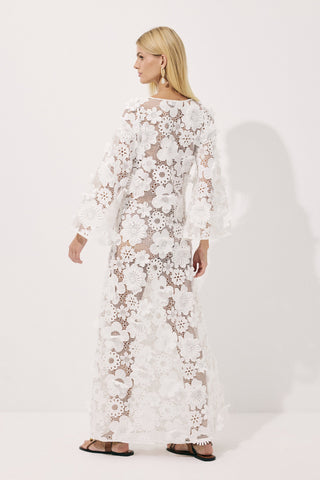 Lucia Maxi Dress White Crochet Filora