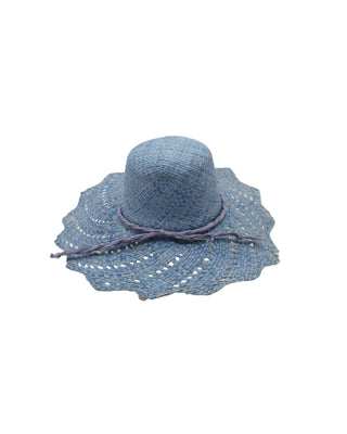 Sara 4.5" Wide Brim Woven Raffia Straw Sun Hats with Zigzag Edge