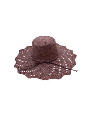 Sara 4.5" Wide Brim Woven Raffia Straw Sun Hats with Zigzag Edge