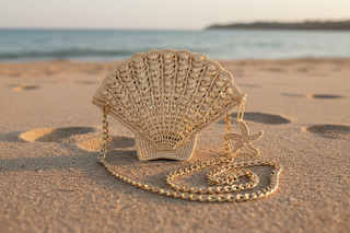 Shelly Seashell Crochet Raffia Straw Crossbody Bag
