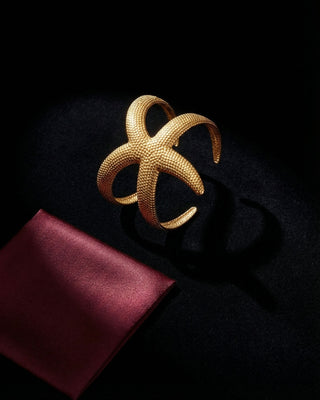 Starfish Cross Cuff Bracelet - Gold