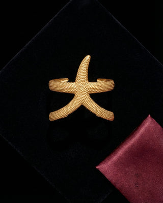 Starfish Cross Cuff Bracelet - Gold