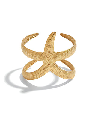 Starfish Cross Cuff Bracelet - Gold