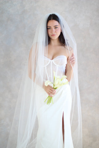 Tailored Tulle Airy Tulle Veil with Extra Volume at Mae Bridal, airy tulle veil, voluminous wedding veil, extra volume bridal veil