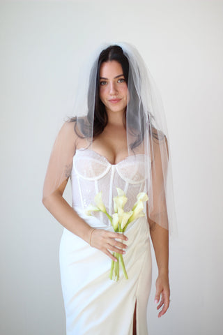 Voluminous wedding veil at Mae Bridal, the Tailored Tulle Airy Tulle Veil with Extra Volume, hand sewn in Portland, Oregon