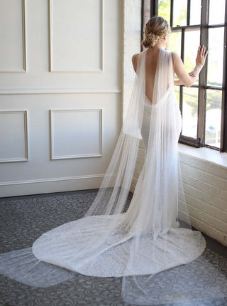 Tailored Tulle Bridal Neck Scarf at Mae Bridal, bridal neck scarf, wedding neck scarf, tulle bridal scarf
