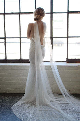 Tailored Tulle Bridal Neck Scarf, tulle bridal scarf at Mae Bridal