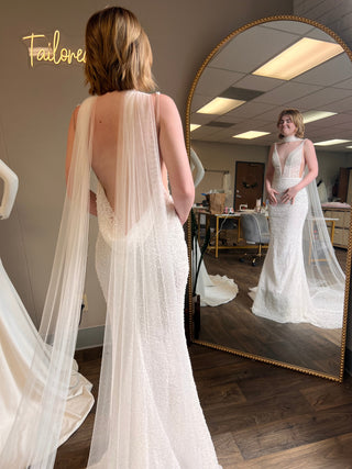 Tailored Tulle Bridal Neck Scarf at Mae Bridal, bridal neck scarf, wedding neck scarf, tulle bridal scarf, hand sewn in Portland, Oregon