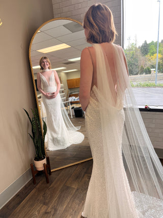 Bridal Neck Scarf by Tailored Tulle at Mae Bridal, bridal neck scarf, wedding neck scarf, hand sewn in Portland, Oregon