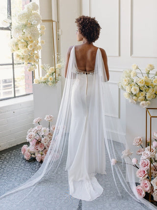 Tailored Tulle Bridal Wings at Mae Bridal, bridal wings, english net cape veil, cathedral bridal cape